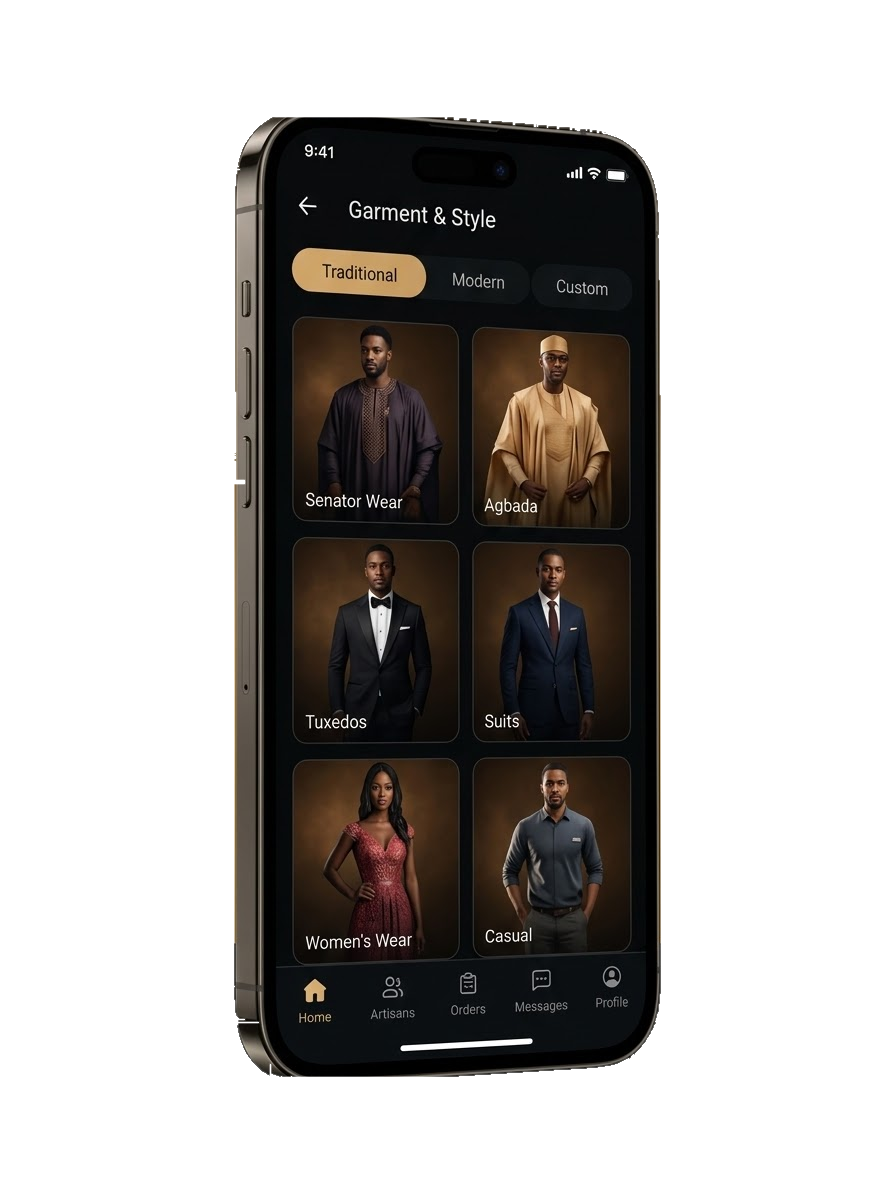 Garment and Style Selection Mockup